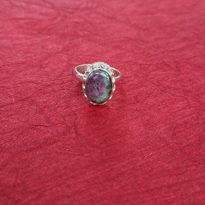 Ruby Zoisite ring sterling silver -Unique gemstone ring